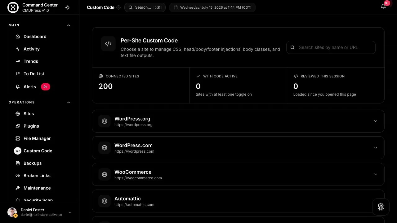 CMDPress Custom code screen