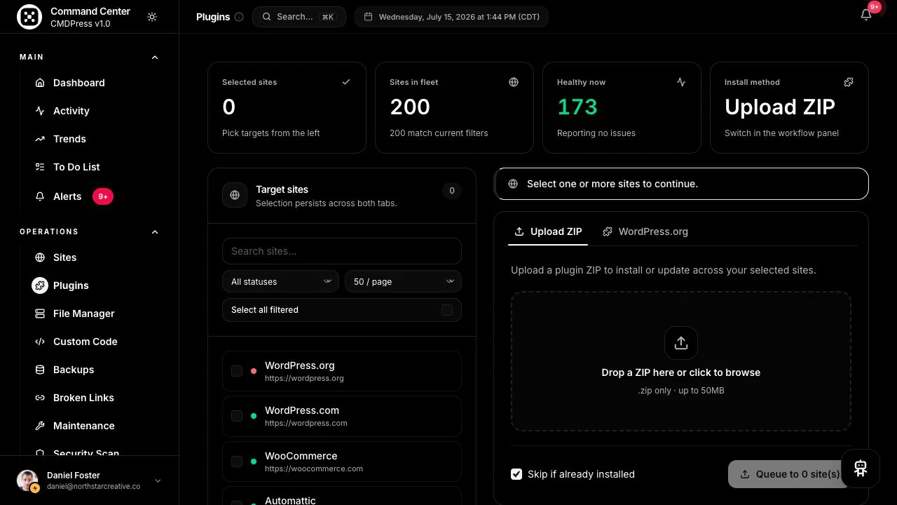 CMDPress Plugin manager screen