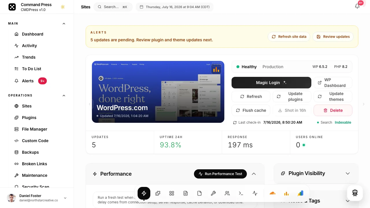 CMDPress one-click WordPress Magic Login
