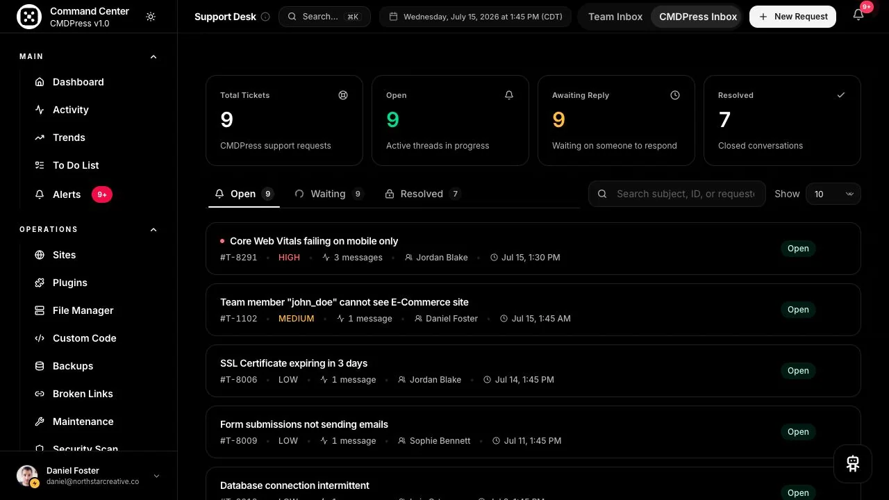 CMDPress CMDPress support screen