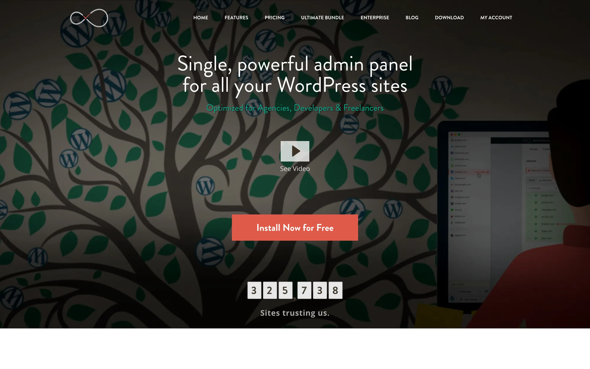InfiniteWP's website at infinitewp.com